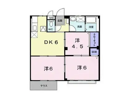 エルディムかきはら(3DK/1階)の間取り写真