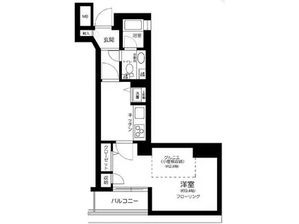 ヌフエタージュ(1K/7階)の間取り写真