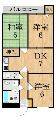 コミュニティみかど(3DK/1階)の間取り写真
