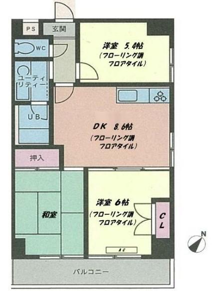 バイムフルス白金I(3DK/4階)の間取り写真