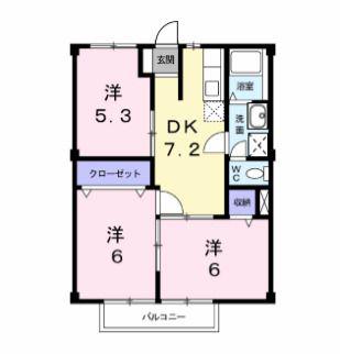 オーシャンビュー岸岡(3DK/1階)の間取り写真