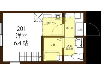 ハーミットクラブハウス山手III(ワンルーム/2階)の間取り写真
