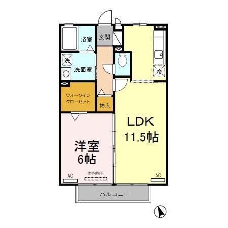 リビングタウン下新北町(1LDK/1階)の間取り写真