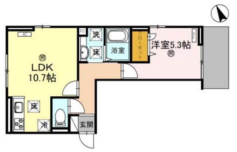 DS駅南大路(1LDK/1階)の間取り写真