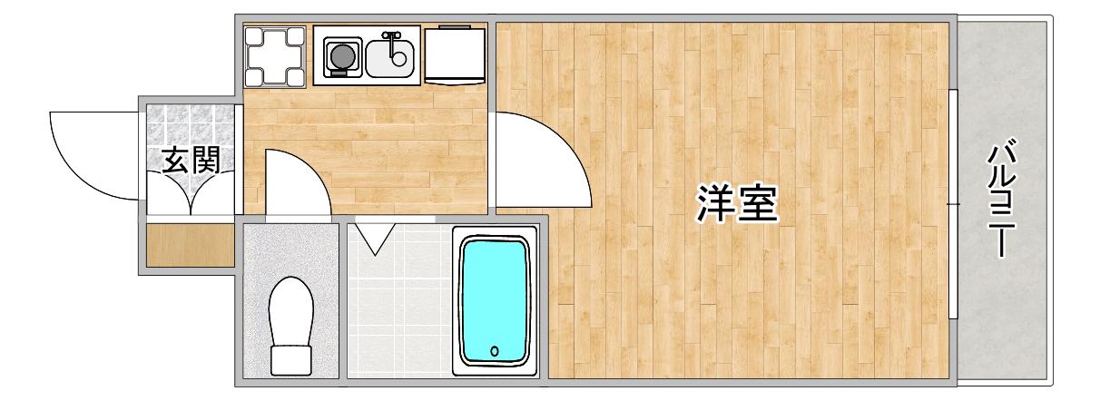 メビウス佃レジデンス(1K/2階)の間取り写真