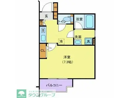 スカイコート成城学園前(1K/2階)の間取り写真