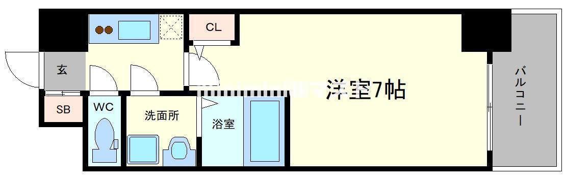 S-RESIDENCEドーム前千代崎(1K/11階)の間取り写真