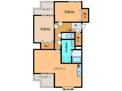 NC西3・4マンション(2LDK/6階)の間取り写真