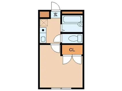 インペリアル(1K/1階)の間取り写真