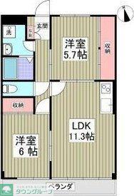 エルタウンII(2LDK/3階)の間取り写真