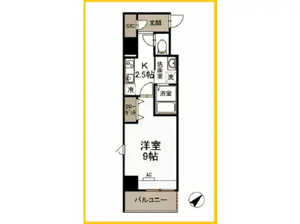 NOBLE BONHEUR(1K/2階)の間取り写真