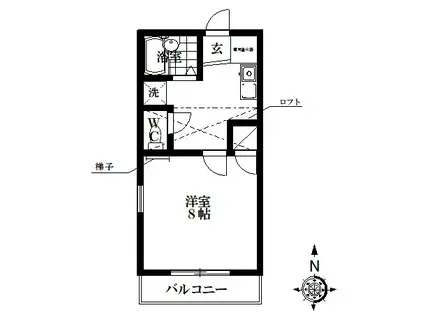 ピュア・コートII(1K/2階)の間取り写真