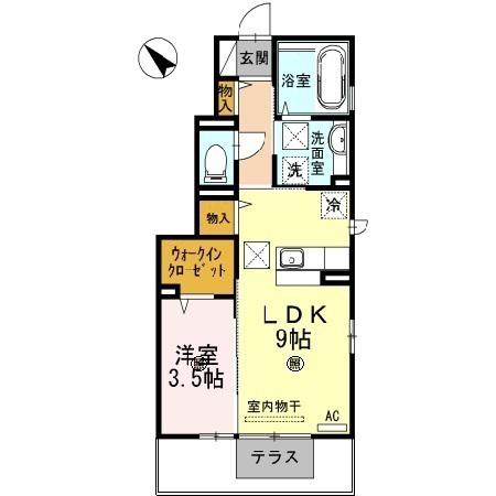 Aルーム大崎(1LDK/1階)の間取り写真