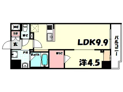ルガールボニート新神戸(1LDK/9階)の間取り写真
