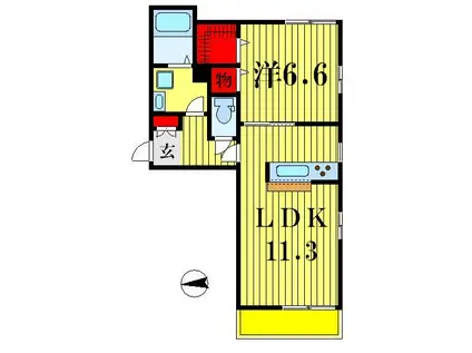 シャンブル南花島(1LDK/3階)の間取り写真