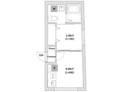 ロータス武蔵小山3(1DK/1階)の間取り写真