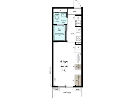 リブリ・SMILE草加(1K/2階)の間取り写真