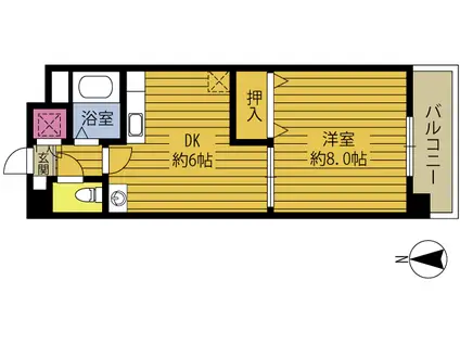 シリウス花高松(1DK/1階)の間取り写真