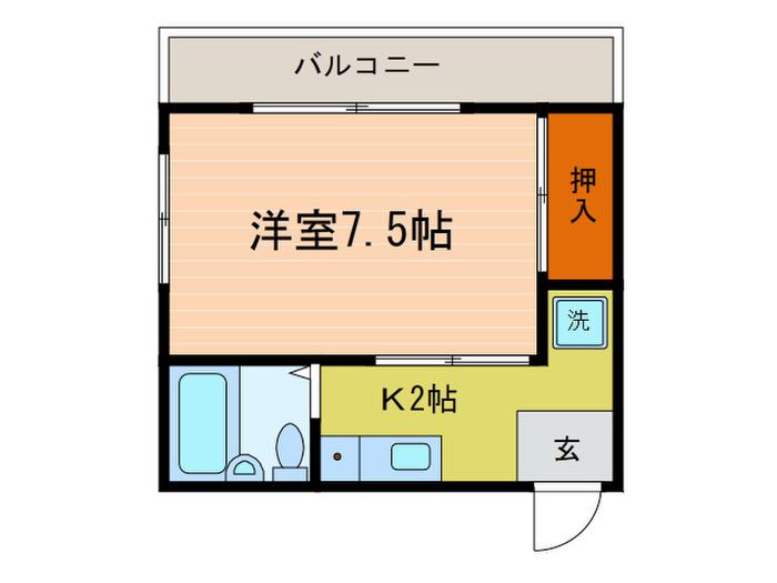 ロイヤルハイツ一乗寺(1K/1階)の間取り写真