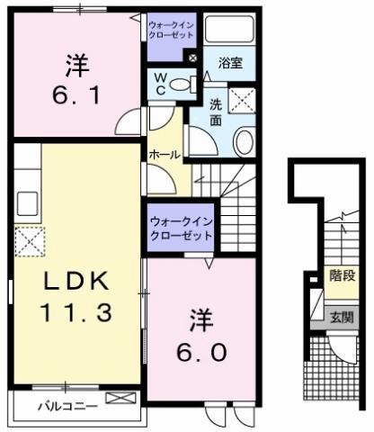 セレブリティC(2LDK/2階)の間取り写真