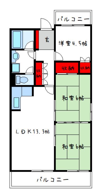 ベルエポック志紀(3LDK/3階)の間取り写真