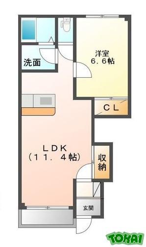エクシードI(1LDK/1階)の間取り写真