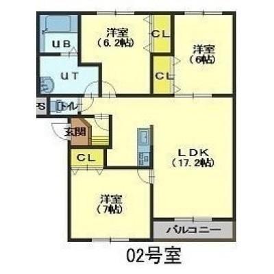 アプシノンI(3LDK/1階)の間取り写真