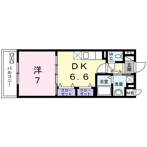 シティハウス東寺(1DK/2階)の間取り写真
