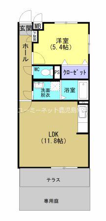 グレイス(1LDK/1階)の間取り写真