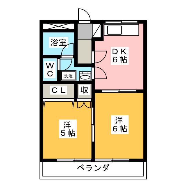 メゾンユニベール(2K/2階)の間取り写真