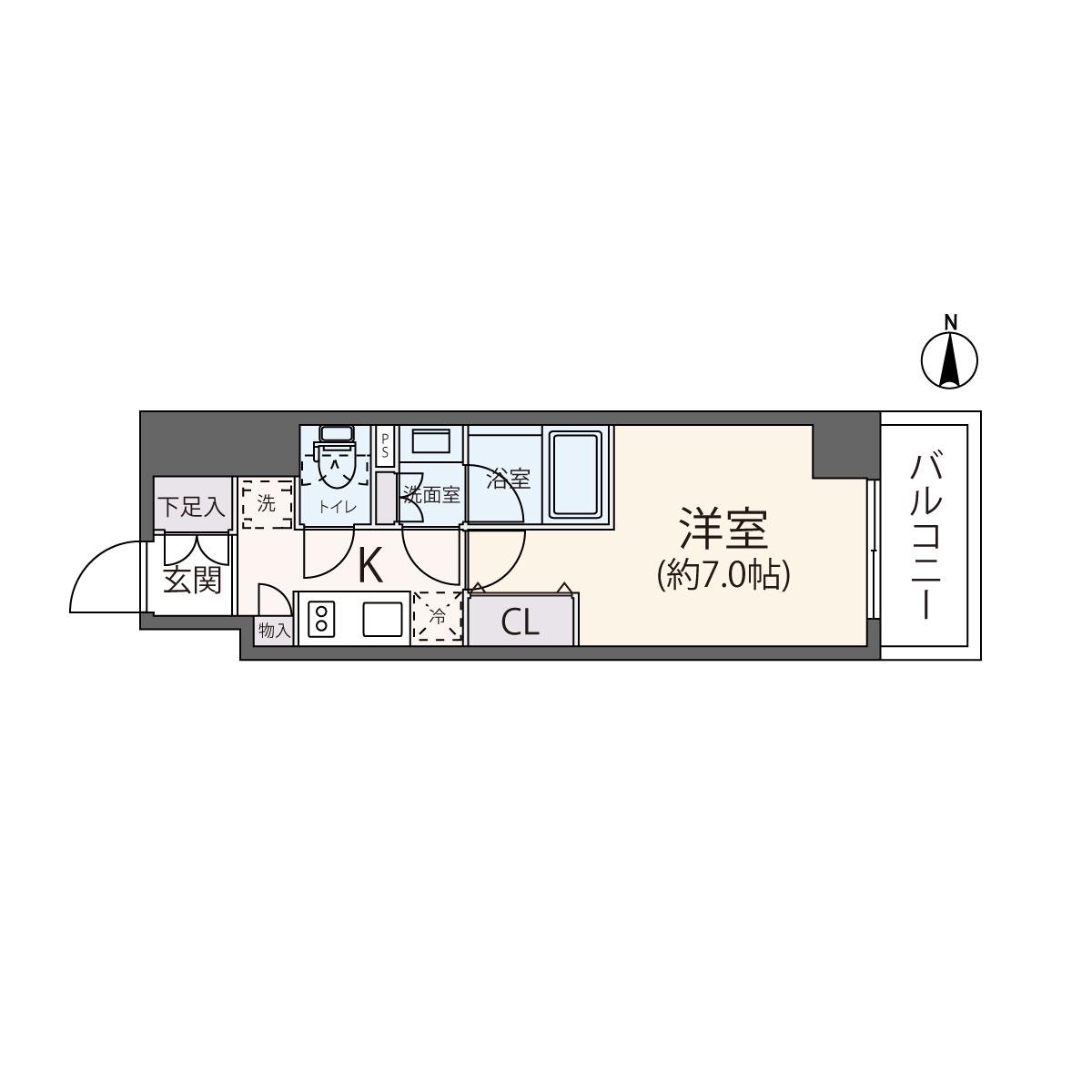 リージア下北沢(1K/6階)の間取り写真