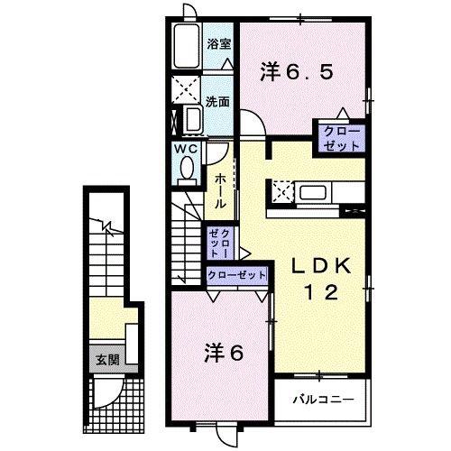 サン草薙(2LDK/2階)の間取り写真