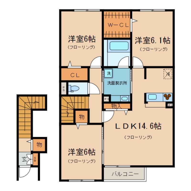 フェリーチェファミリア(3LDK/1階)の間取り写真