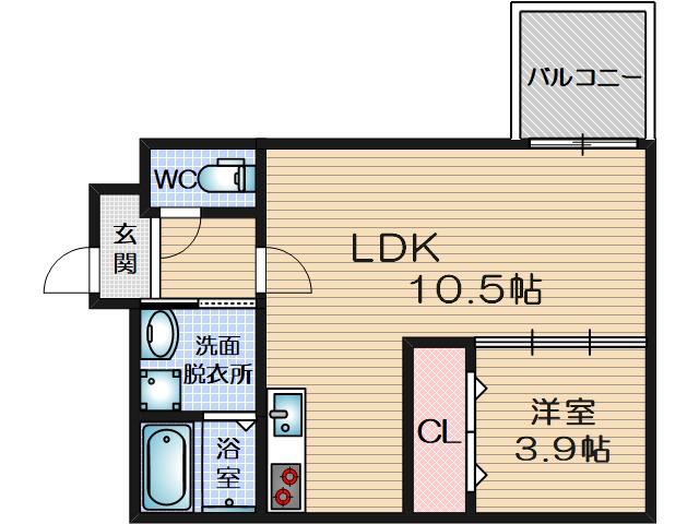 GARDENIA茨木(1LDK/1階)の間取り写真