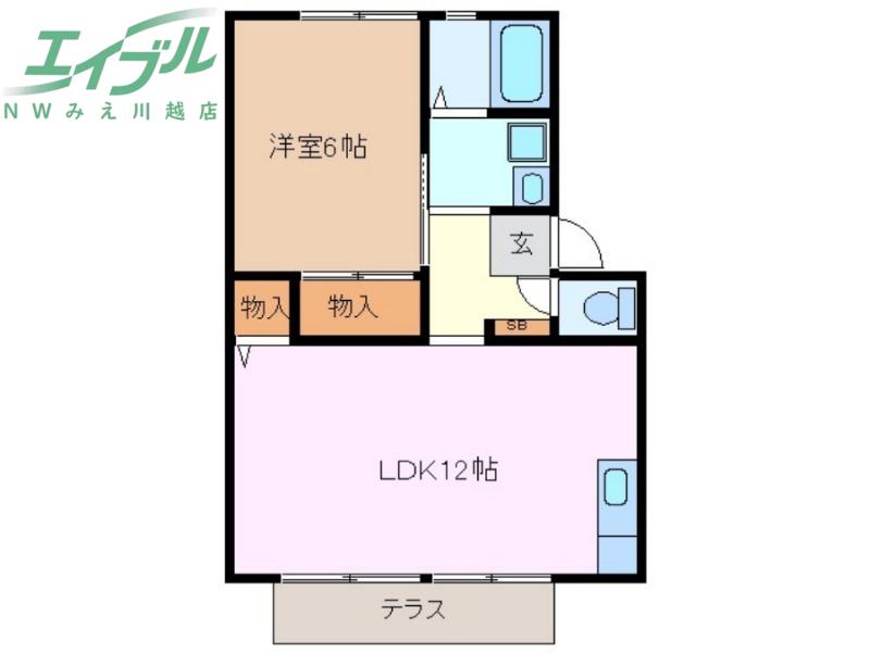 コリーナエスペランサB棟(1LDK/2階)の間取り写真