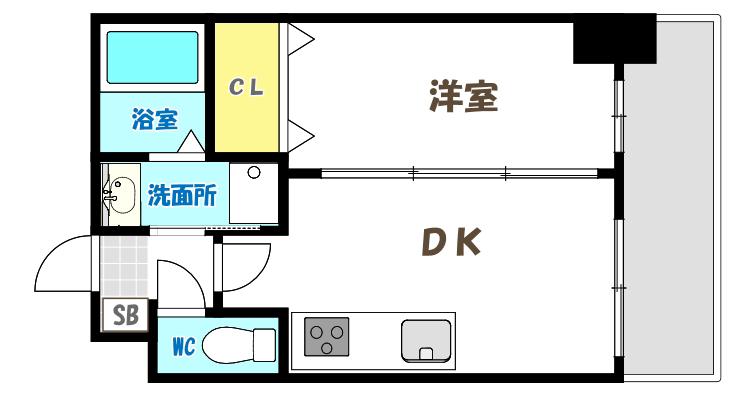 ORIENT BLD NO123(1DK/4階)の間取り写真