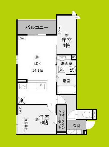 グランヴェールVII(2LDK/3階)の間取り写真