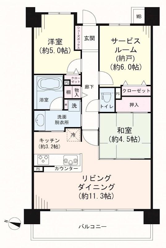 レーベンハイム蕨クラファス(2SLDK/2階)の間取り写真