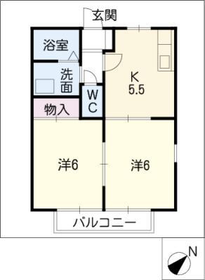 ウィンディ(2K/1階)の間取り写真