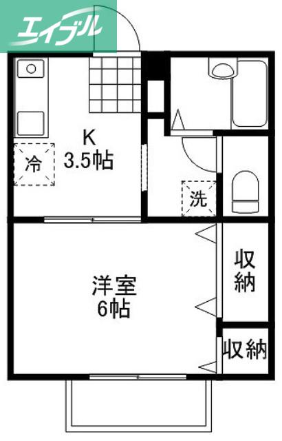 サニースクエアII(1K/2階)の間取り写真