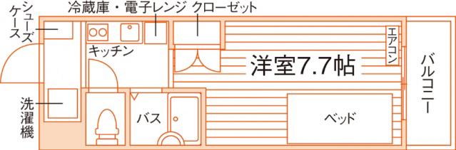 アトムス(1K/1階)の間取り写真