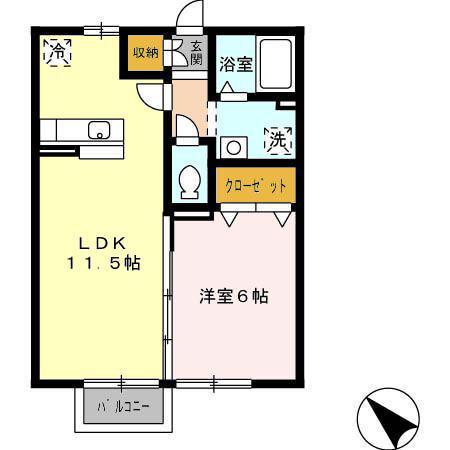 グランモアM(1LDK/2階)の間取り写真