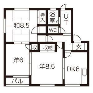 ラフィーネ弐(3DK/2階)の間取り写真