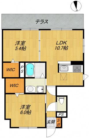 フェアリークリスタルI(2LDK/1階)の間取り写真