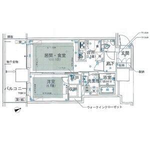 グランドシティタワー池袋(1LDK/6階)の間取り写真