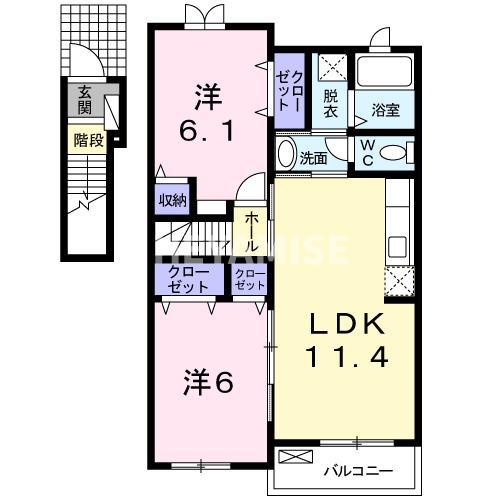 リバ-サイドハウス壱番館(2LDK/2階)の間取り写真