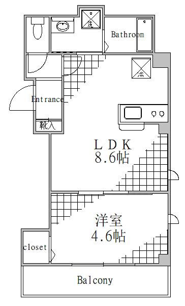 アルモ亀戸(1LDK/4階)の間取り写真