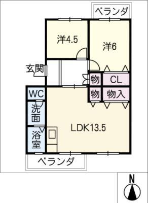 パストラル板倉A(2LDK/2階)の間取り写真