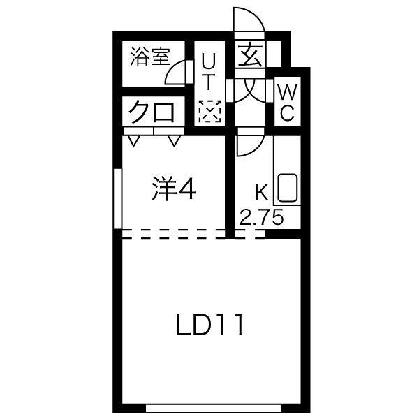 ソニア129(1LDK/4階)の間取り写真