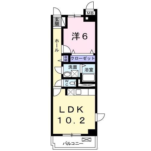 エスポワールつきみ野(1LDK/1階)の間取り写真